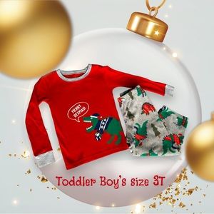 🦖Toddler’s 2-Pc Dinosaur Christmas Pajamas, Toddler Size 3T 🦖🎁